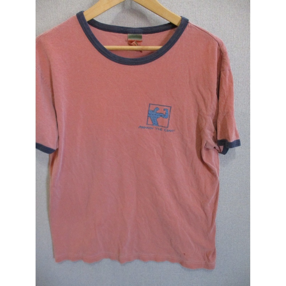 Awaken The Giant Ringer T Shirt Medium You Can't Walk Alone ~ Hole